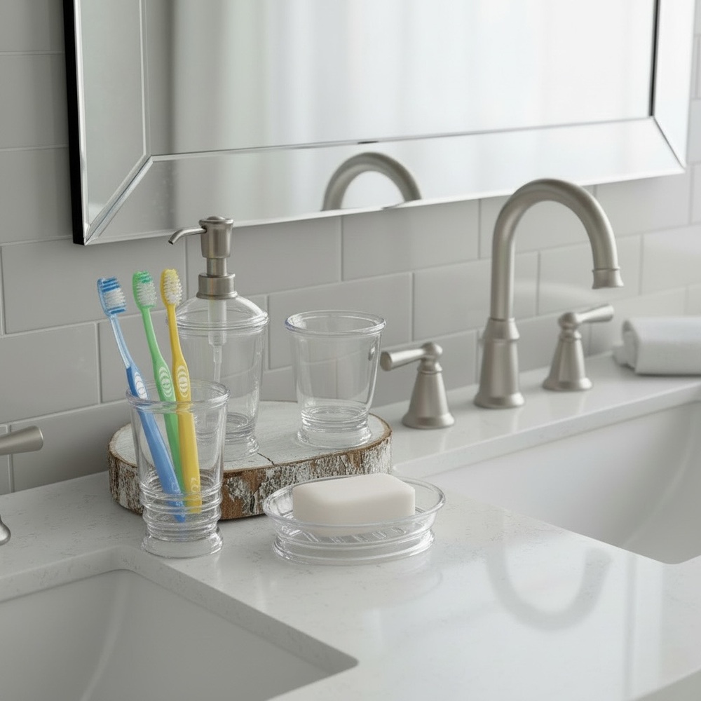 Clear Bathroom Accessory 4 pieces Set